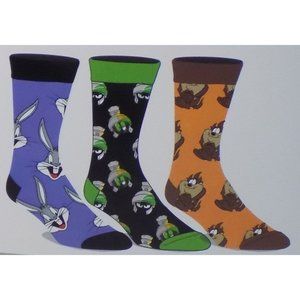 Looney Tunes Bug-Taz-Marvin the Martian Men's 3-Pack Size 8-12 Adult Crew Socks